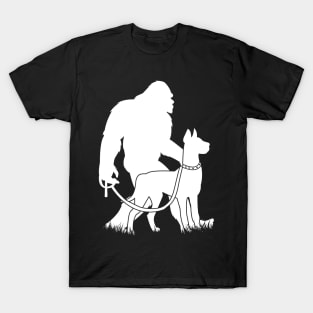 Bigfoot Walking Great Dane Dog T-Shirt